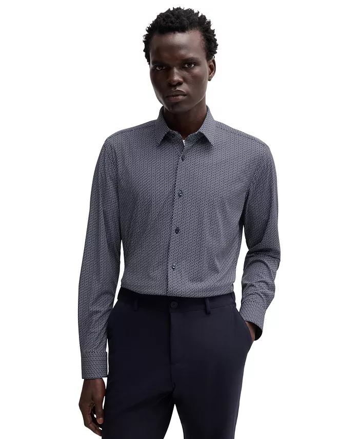 

Мужская облегающая рубашка Performance Dress Shirt Hugo Boss, синий