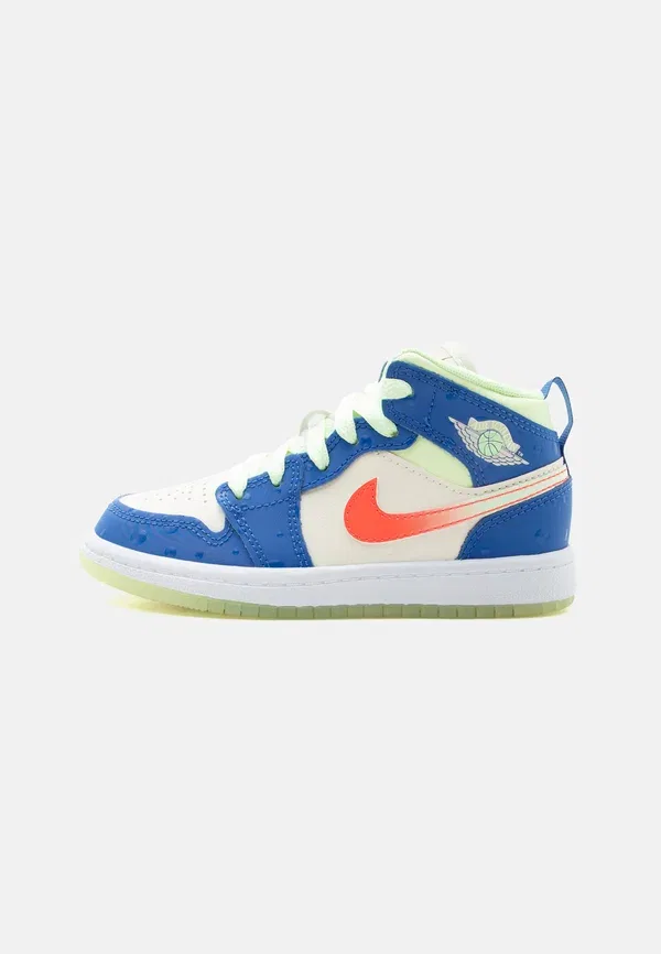 Кроссовки высокие Jordan 1 Mid SE High Top, цвет игровой королевский/бледно-слоновая кость/едва заметный вольт/инфракрасный/белый
