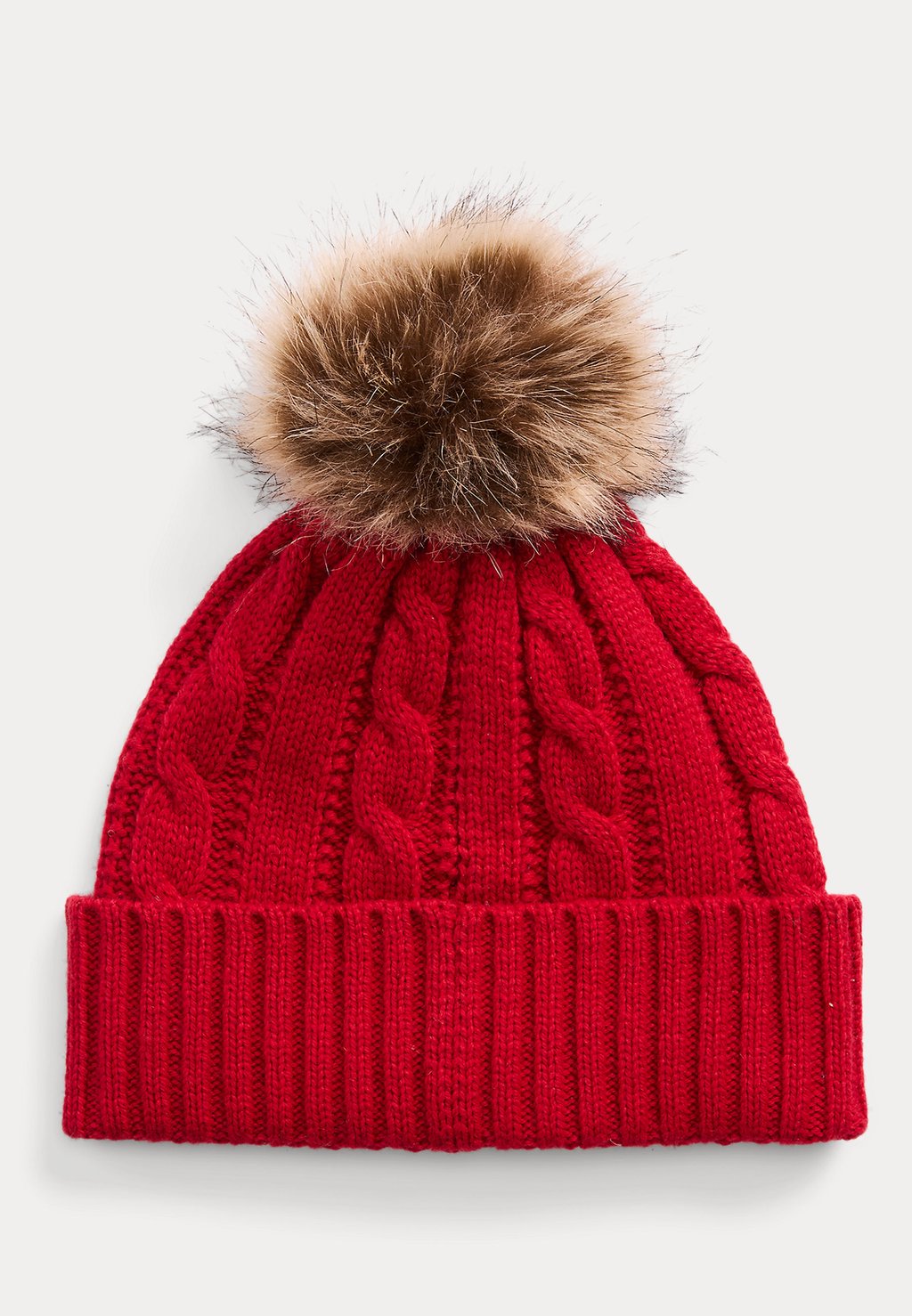 

Шапка CREST-PATCH POM-POM CABLE-KNIT BEANIE Lauren Ralph Lauren, красный