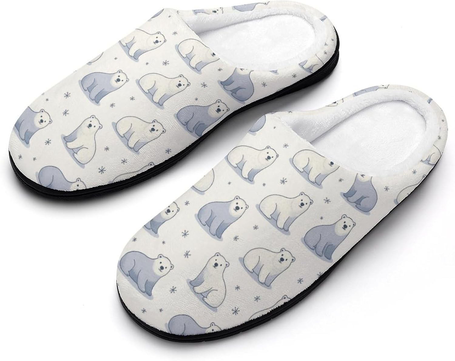 

Мужские домашние тапочки KKdskkds Polar Bear Snowflake из хлопка, устойчивые к скольжению, уютные, теплые и дышащие, белый