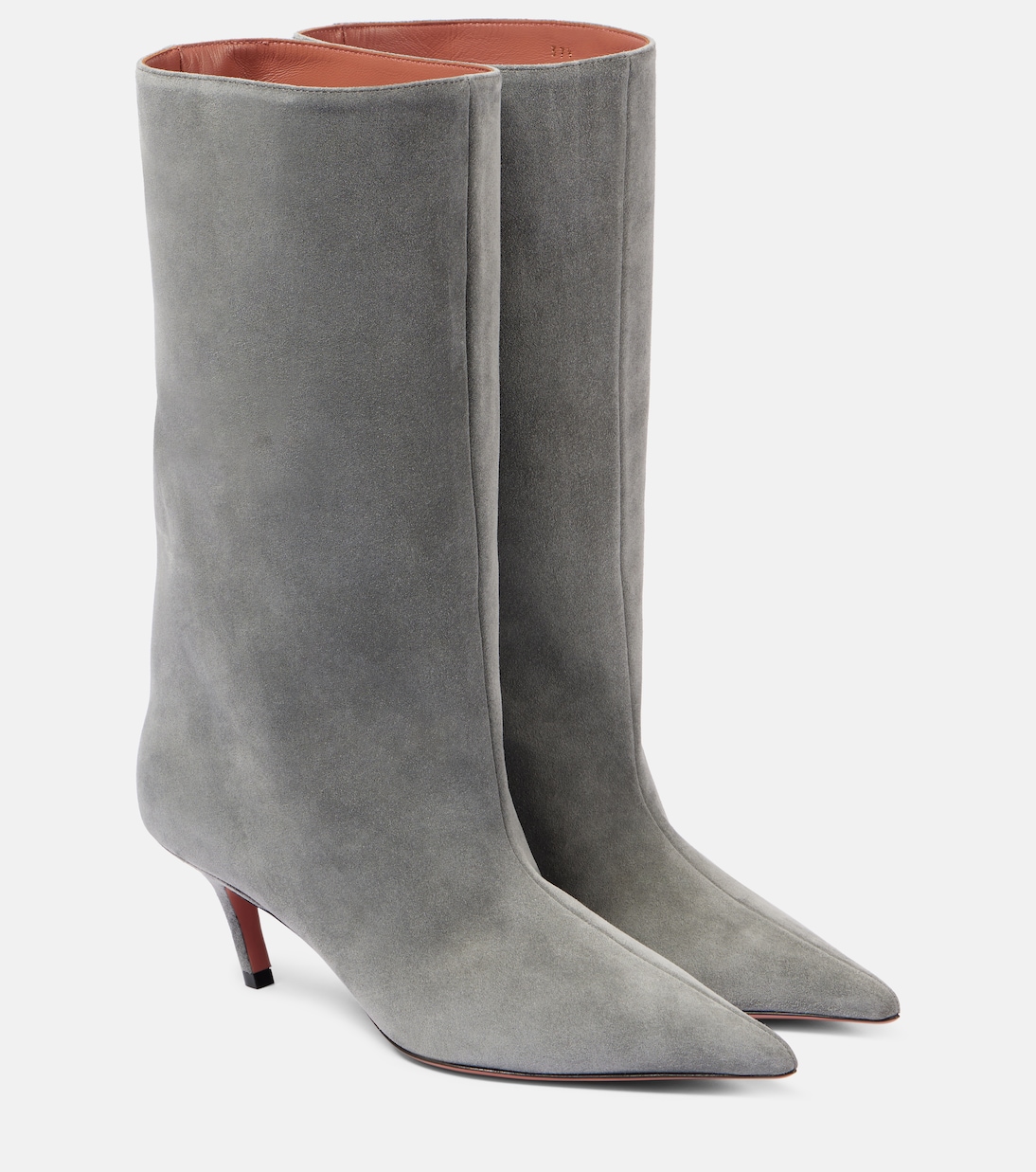 Замшевые сапоги Fiona 60 Amina Muaddi, Charcoal