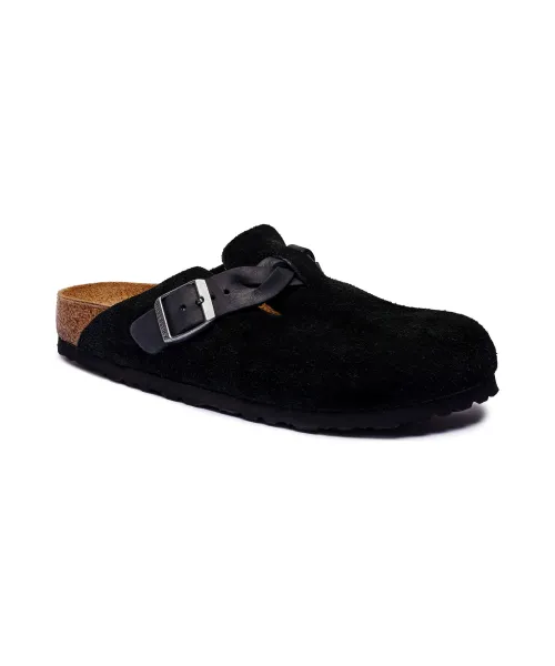 Бостонские плетеные мюли, кожаные сандалии Narrow fit Birkenstock, черный