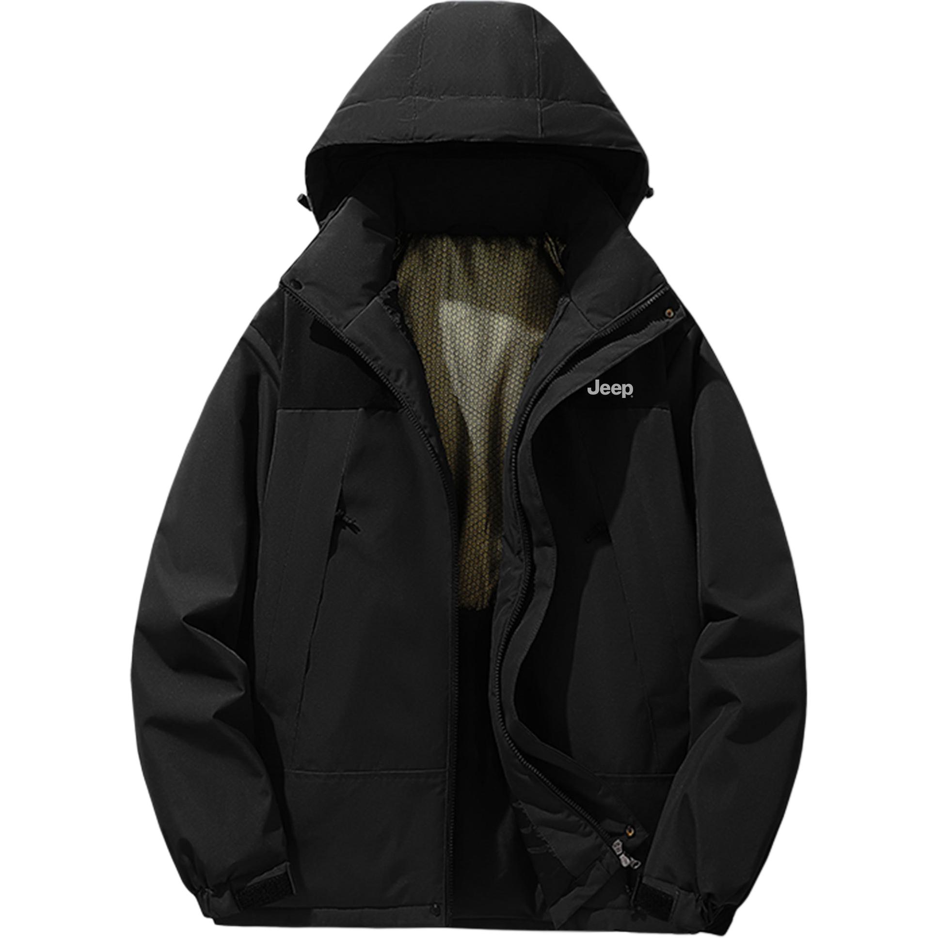 

Пуховик Unisex с отстегивающимся капюшоном, утепленный Jeep, черный