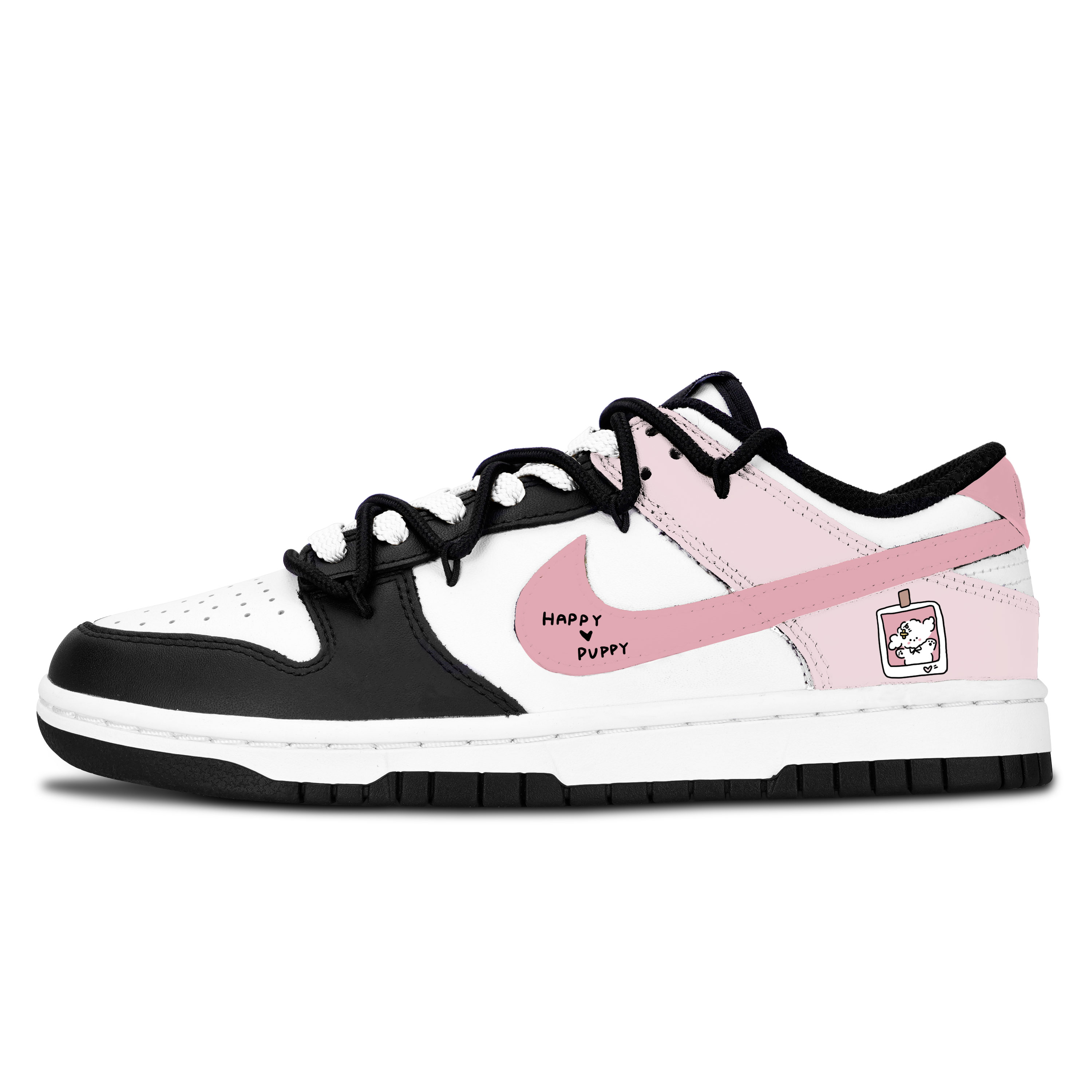 

Nike Dunk Black White, Pink Cute Sweet Puppy кожаные противоскользящие износостойкие низкие скейтборд-кроссовки Pink