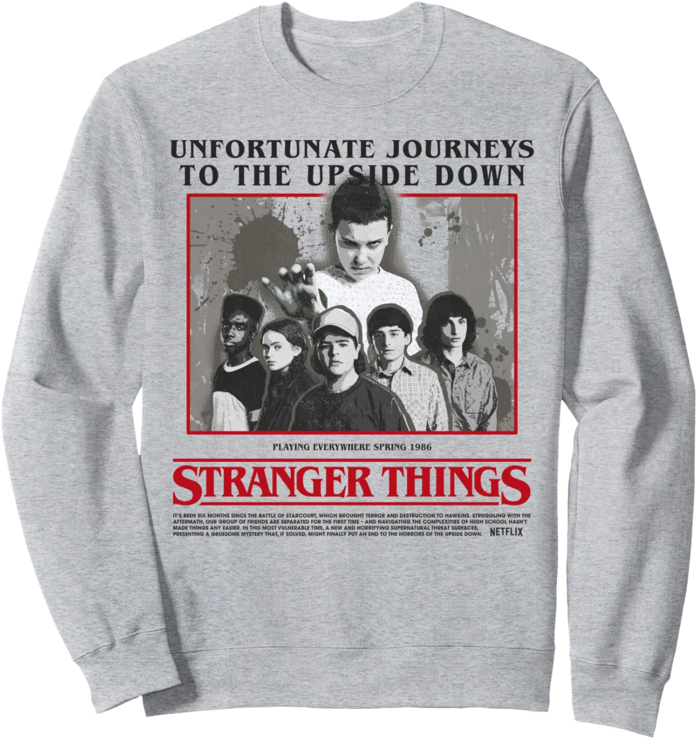 

Толстовка Stranger Things Unfortunate Journeys To The Upside Down, серый