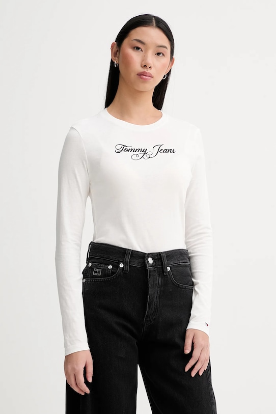 

Хлопковый лонгслив Tommy Jeans, белый