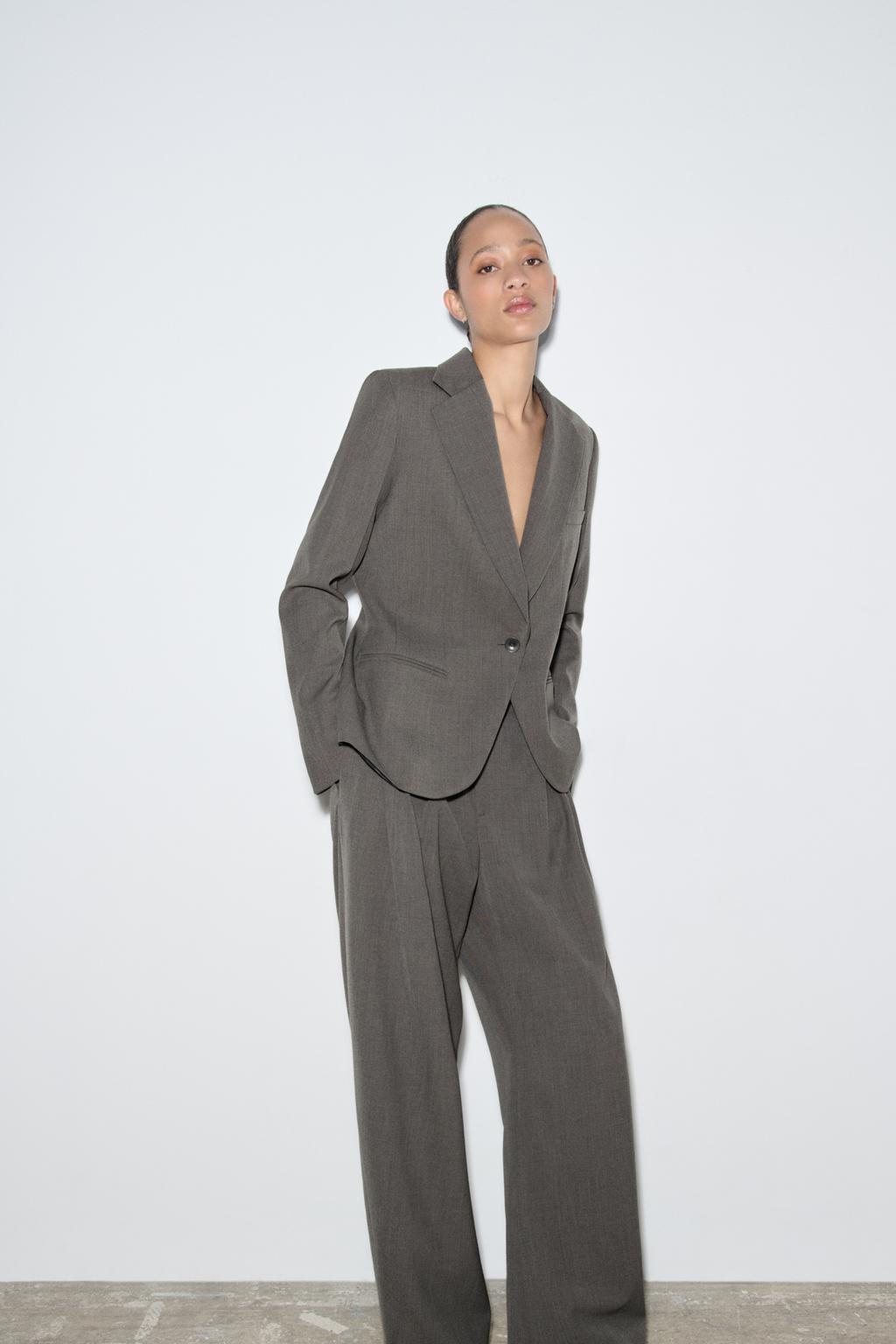

Блейзер из смесовой шерсти ZARA, серый