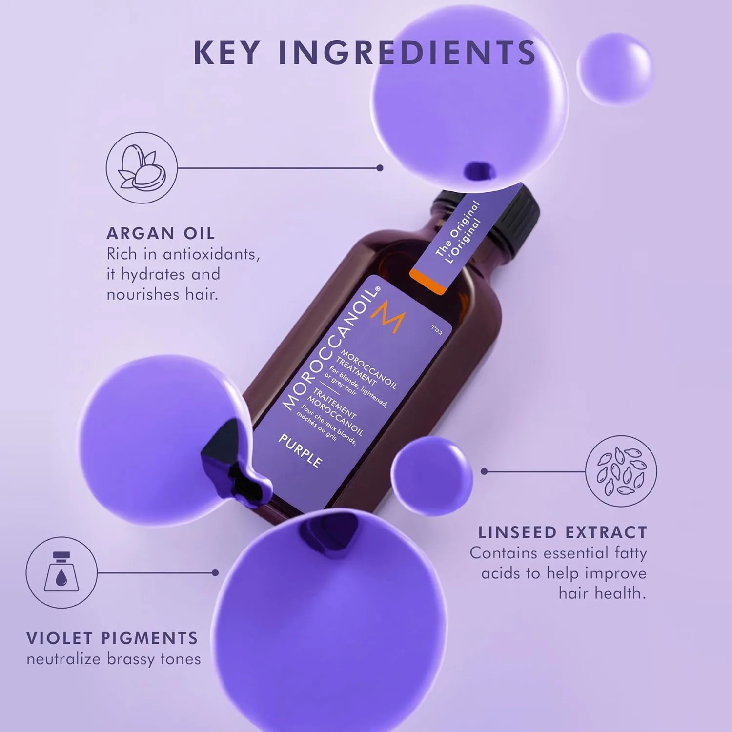 Масло для волос Moroccanoil Treatment Purple Hair Oil для светлых волос 50 мл (1 шт.) — фото 3