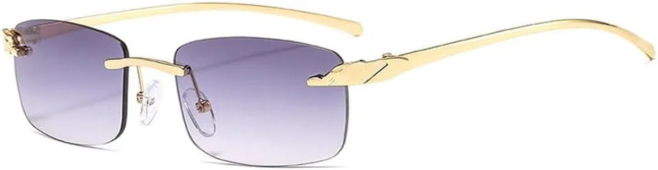 

Винтажные прямоугольные солнцезащитные очки без оправы для женщин, конфетные цвета, прозрачные линзы, мужские солнцезащитные очки SKFGNX, Golden Gray Gradient