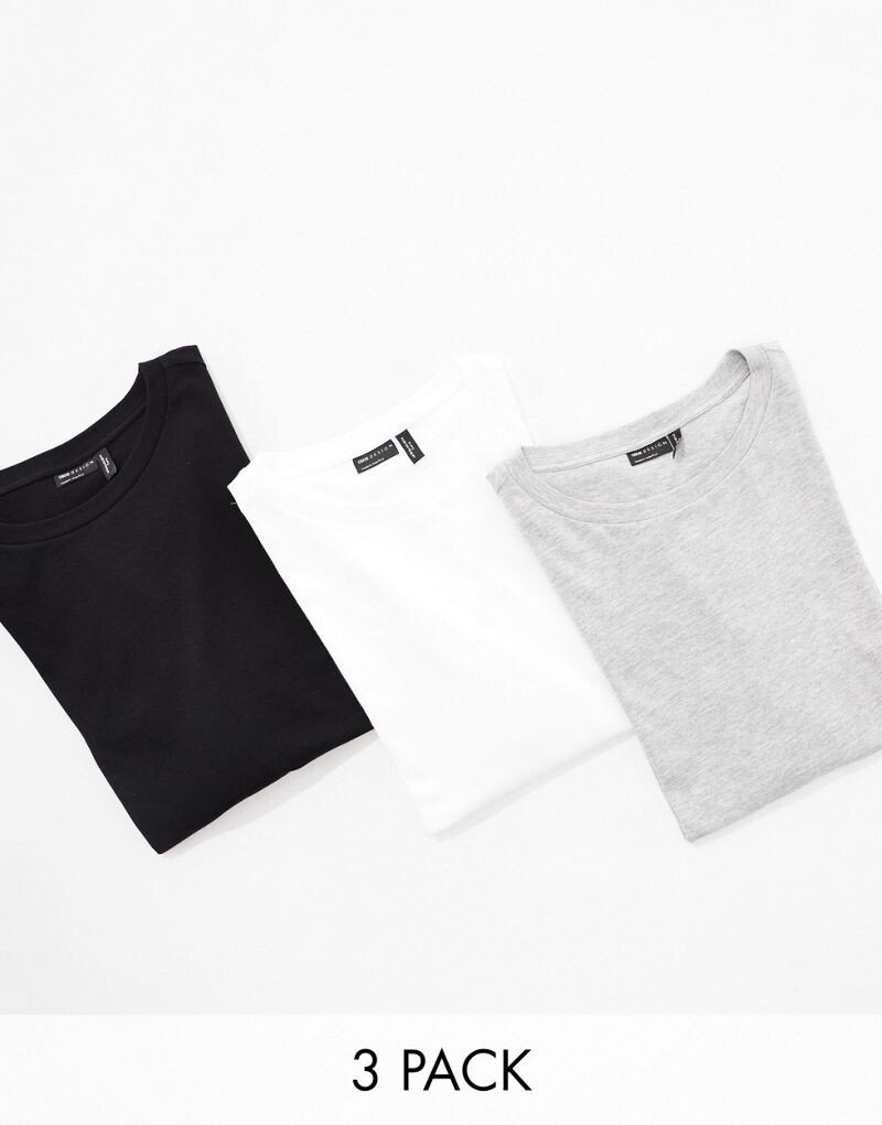 

Комплект футболок с круглым вырезом из смесового хлопка ASOS DESIGN Curve Ultimate, 3 пары SAVE — MULTI