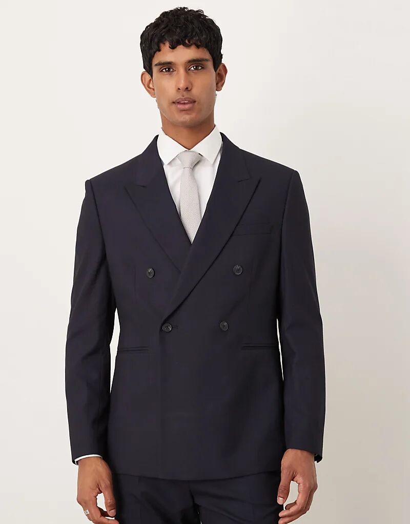 

Двубортный пиджак ASOS DESIGN темно-синего цвета