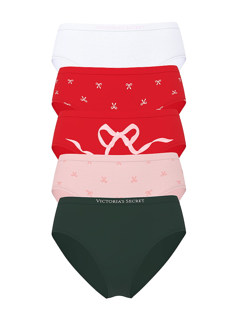 

5 бесшовных трусиков-слипов с высоким вырезом и бантом Victoria'S Secret, 5 pack multi
