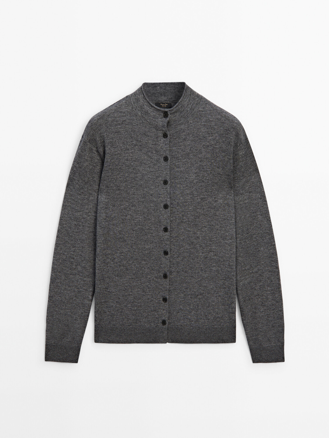 

Вязаный кардиган с имитацией водолазки Massimo Dutti, серый