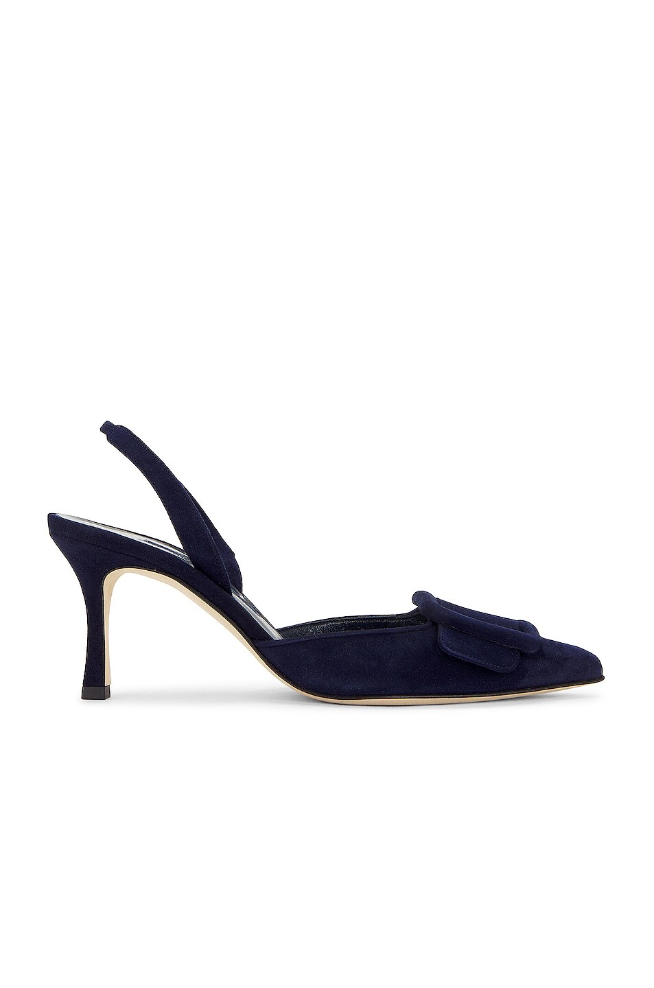 

Туфли Manolo Blahnik Maysli 70 Suede Slingback In Navy, темно-синий