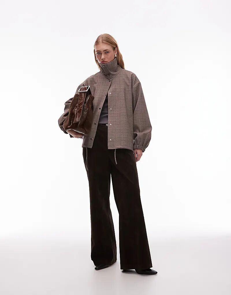 

Строгий пиджак с воротником-стойкой ASOS DESIGN в серую клетку