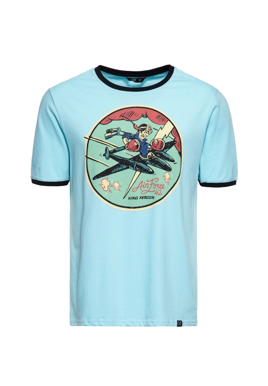 

Принтовая рубашка с крутыми принтами в стиле 70-х Airforce 42 KING KEROSIN, цвет Sky