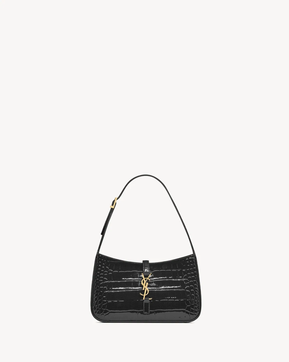 LE 5 À 7 из лакированной кожи с тиснением под крокодила SAINT LAURENT, черный