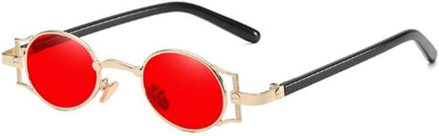 

Маленькие круглые солнцезащитные очки в стиле стимпанк для мужчин, винтажные очки в оправе из сплава, круглые очки для женщин, уличные очки с защитой от УФ-излучения UV400 HDUBFY, 8