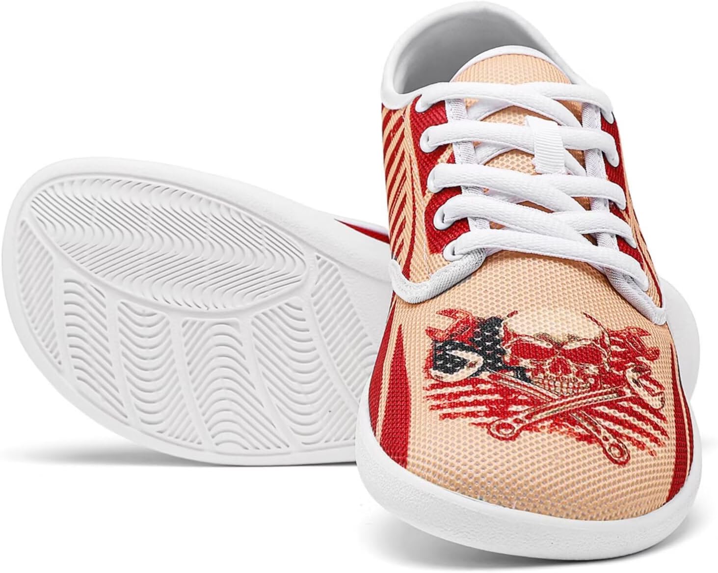 Мужские повседневные дышащие кроссовки Luzeephang Barefoot Shoes с широким носком, на шнуровке, с нулевым перепадом высоты подошвы, для ходьбы и повседневной носки, Mechanic Skull Us — фото 3