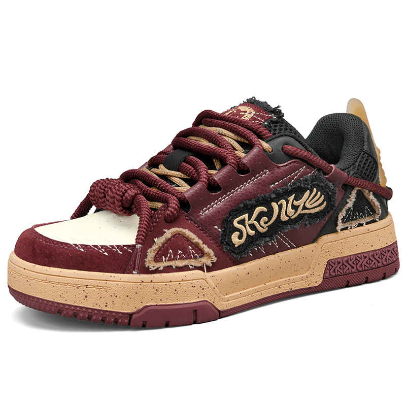 SK.TRIP Кроссовки для скейтбординга Unisex низкие Coverage Abrasion Resistant Lightweight Height Increasing, цвет Burgundy Red — фото 4