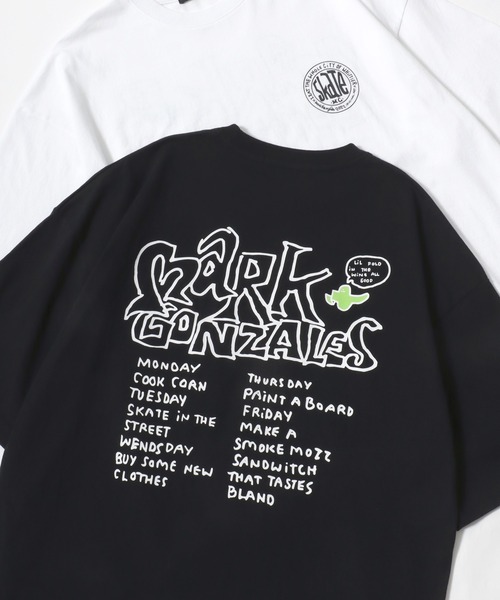 

Футболка с коротким рукавом, принт на спине, уличный стиль Mark Gonzales, черный