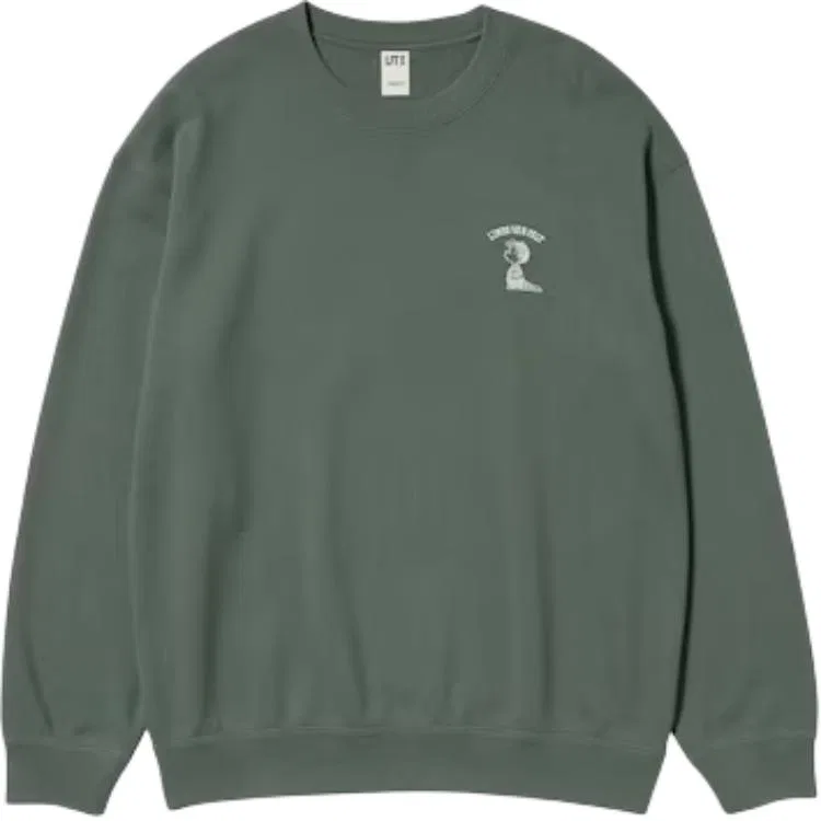 Свитшот унисекс x PEANUTS, FW25 UNIQLO, 57 Olive Green