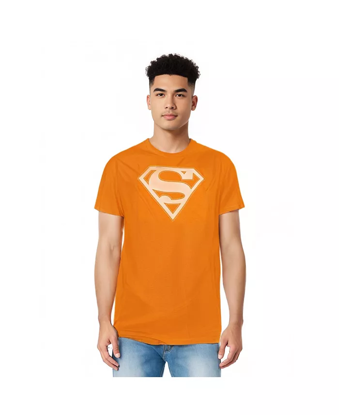 

Мужская футболка с коротким рукавом оранжево-белая с изображением щита Superman