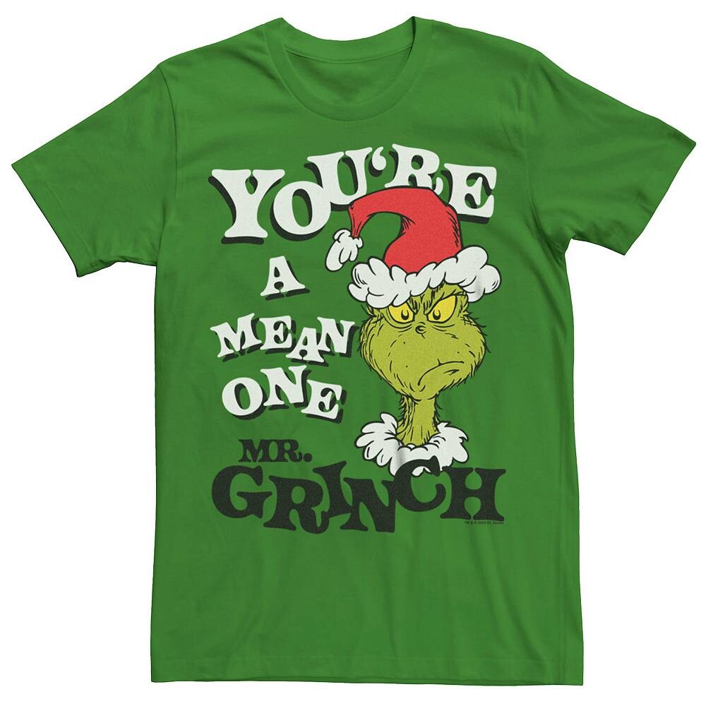 

Мужская футболка с рисунком Dr. Seuss You're A Mean One Mr. Grinch Licensed Character, цвет Kelly