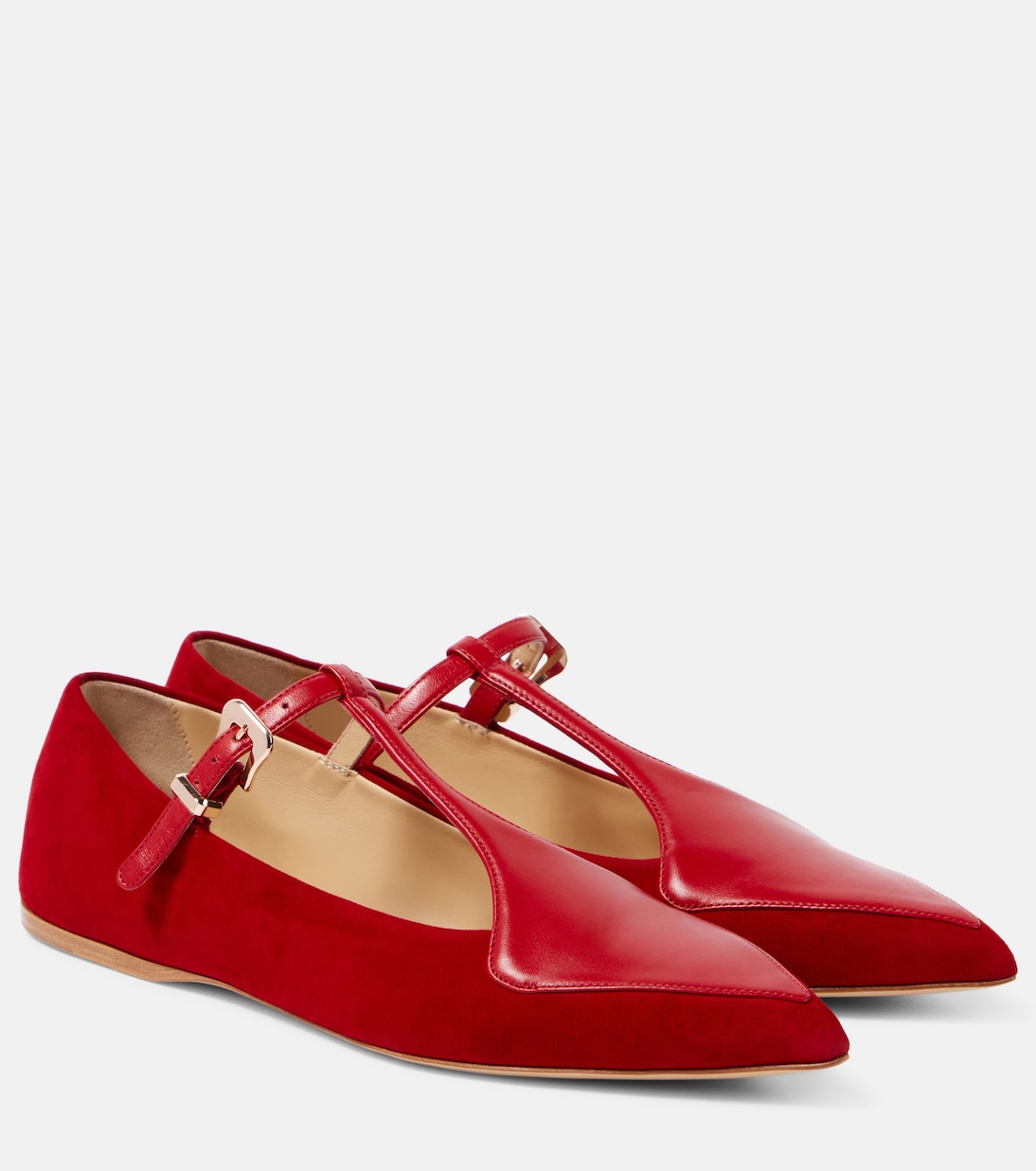 Туфли Мэри Джейн из кожи и замши Liv Gabriela Hearst, Scarlet Red