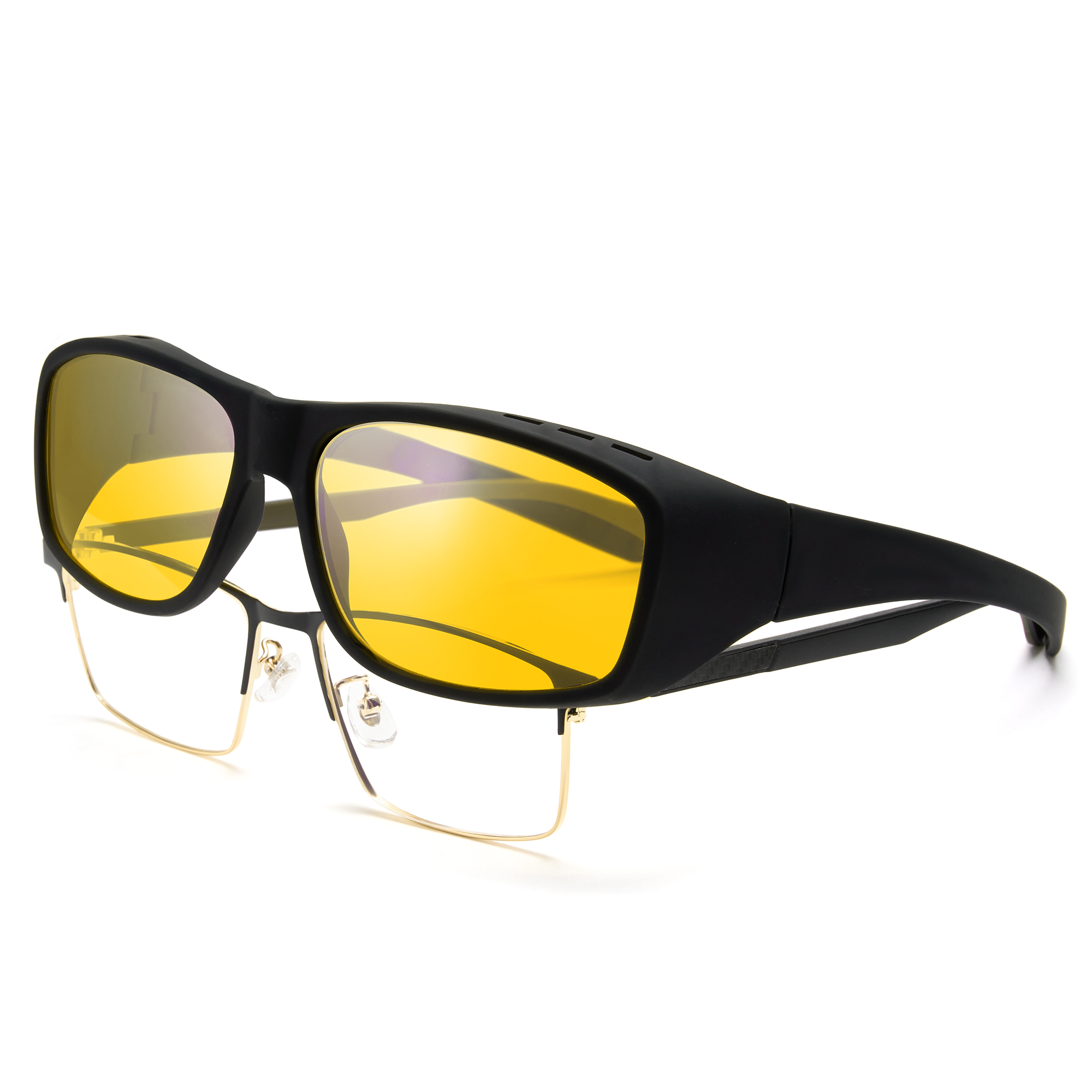 

CYXUS Пластиковая прямоугольная оправа для очков унисекс, Black frame yellow lens Y02