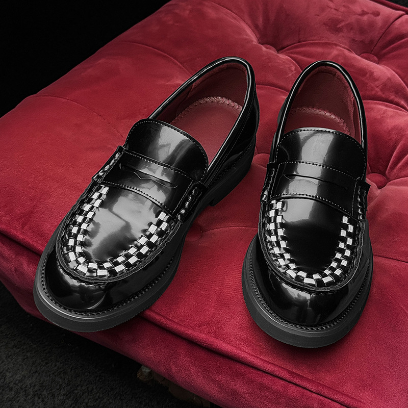 WEISHIBANGWEI Мужские лоферы черные с потайной платформой, цвет Black Hidden Wedge — фото 4