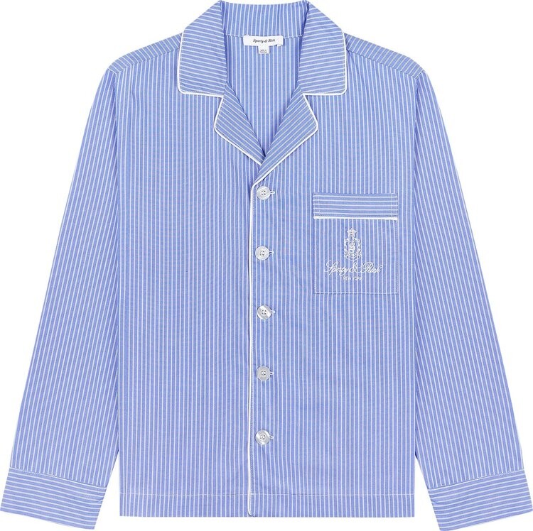 

Рубашка Sporty & Rich Vendome Pyjama 'Blue Striped/White', синий