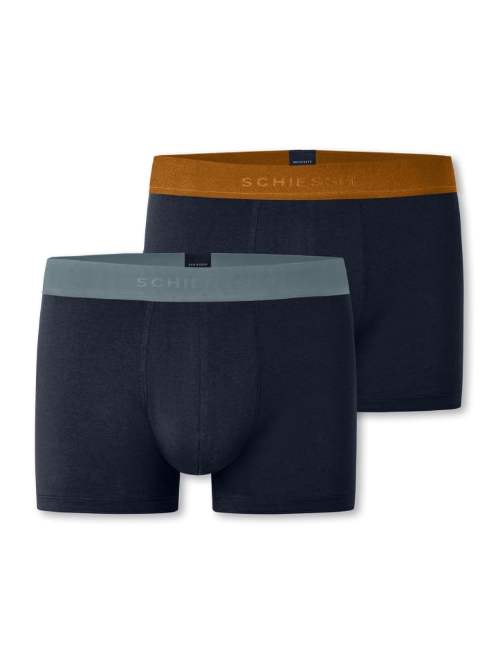 

Schiesser Длинные шорты / брюки из хлопка 95/5 темно-синего цвета