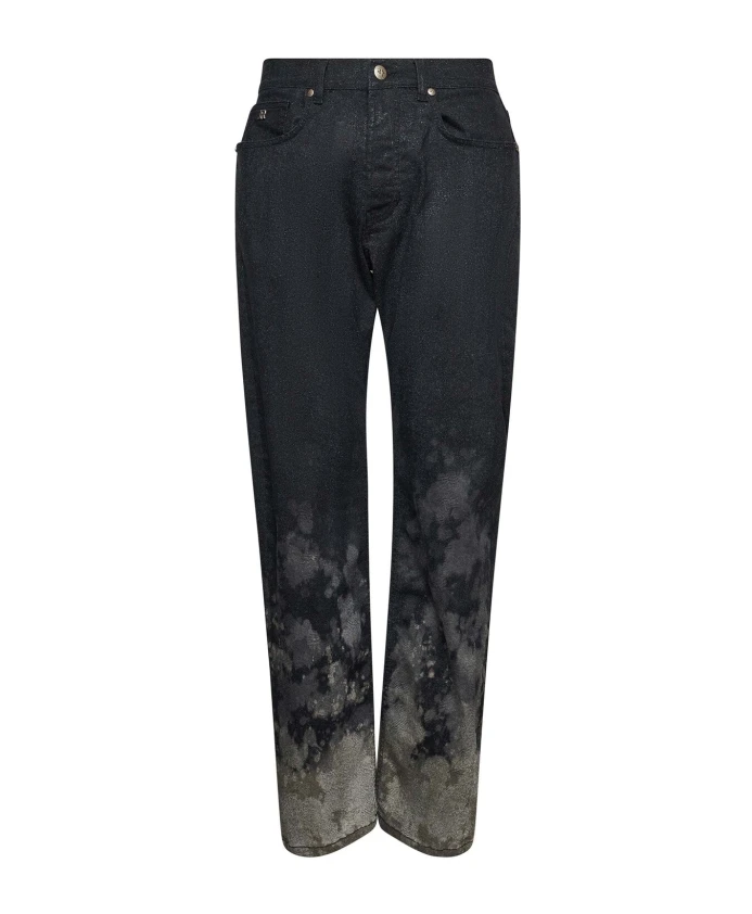 

Джинсы с эффектом потертости и контрастной отделкой по нижнему краю. John Richmond, черный