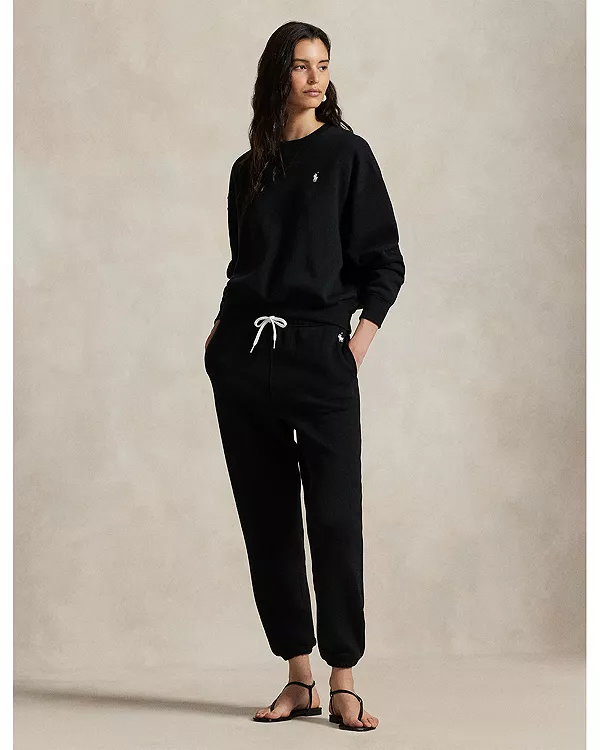 Флисовые спортивные штаны на шнуровке Ralph Lauren, черный — фото 2