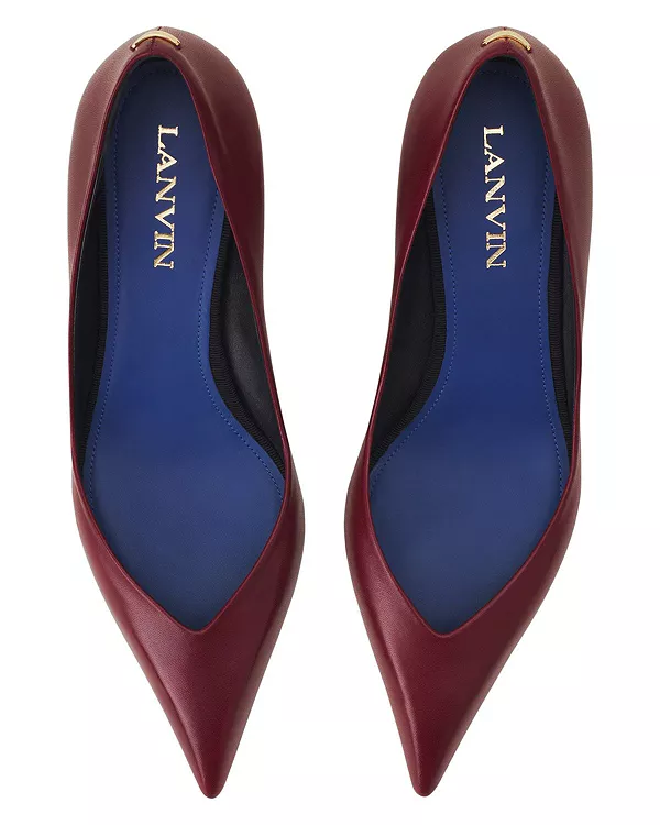 Женские кожаные туфли-лодочки Midnight Step Pump Lanvin, красный — фото 4