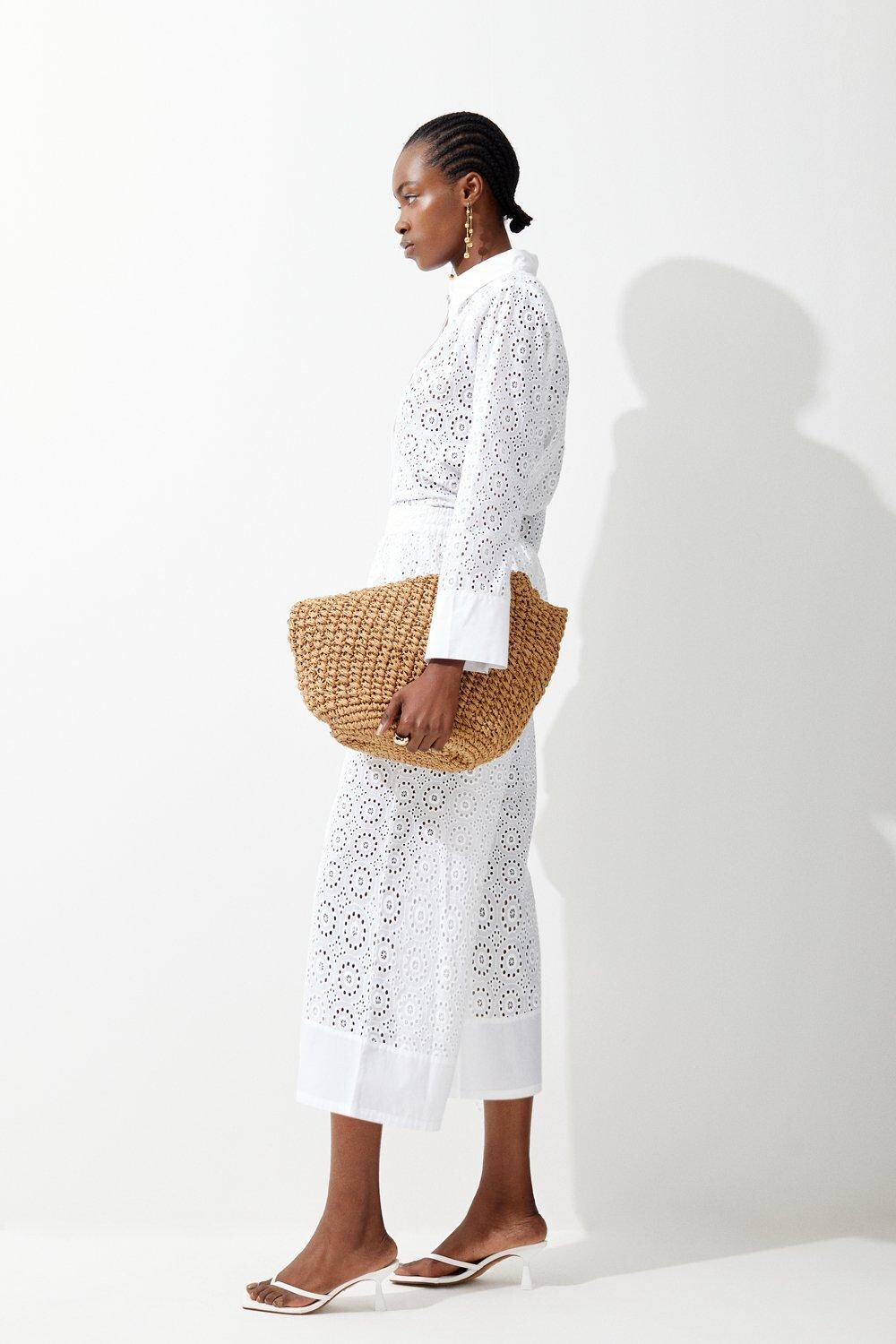 

Пляжные брюки-бродери Karen Millen, белый