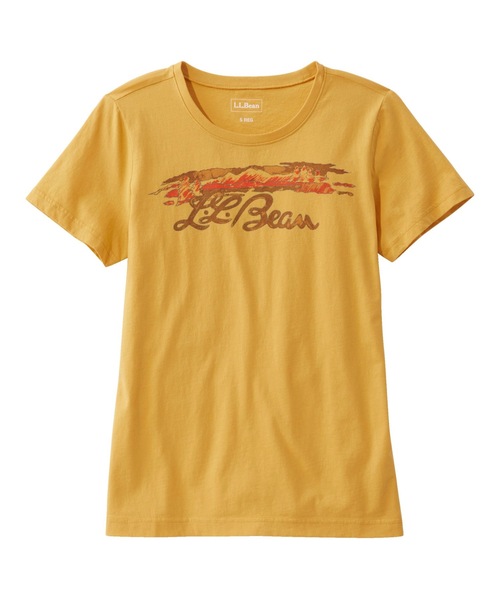 

Футболка из выстиранного хлопка, с короткими рукавами, круглым вырезом и графическим принтом, стандартный американский крой L.L.Bean, желтый