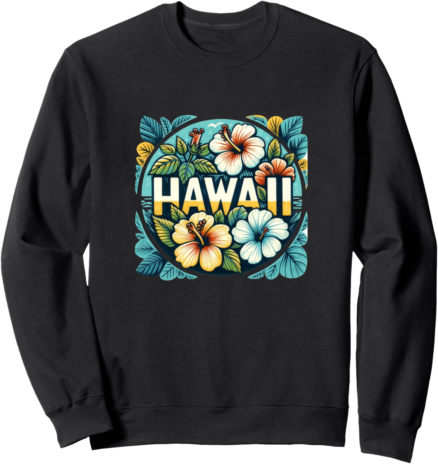 

Ретро-гавайская толстовка с изображением цветка гибискуса Hawaiian Vacation Hawaii Bubb, черный