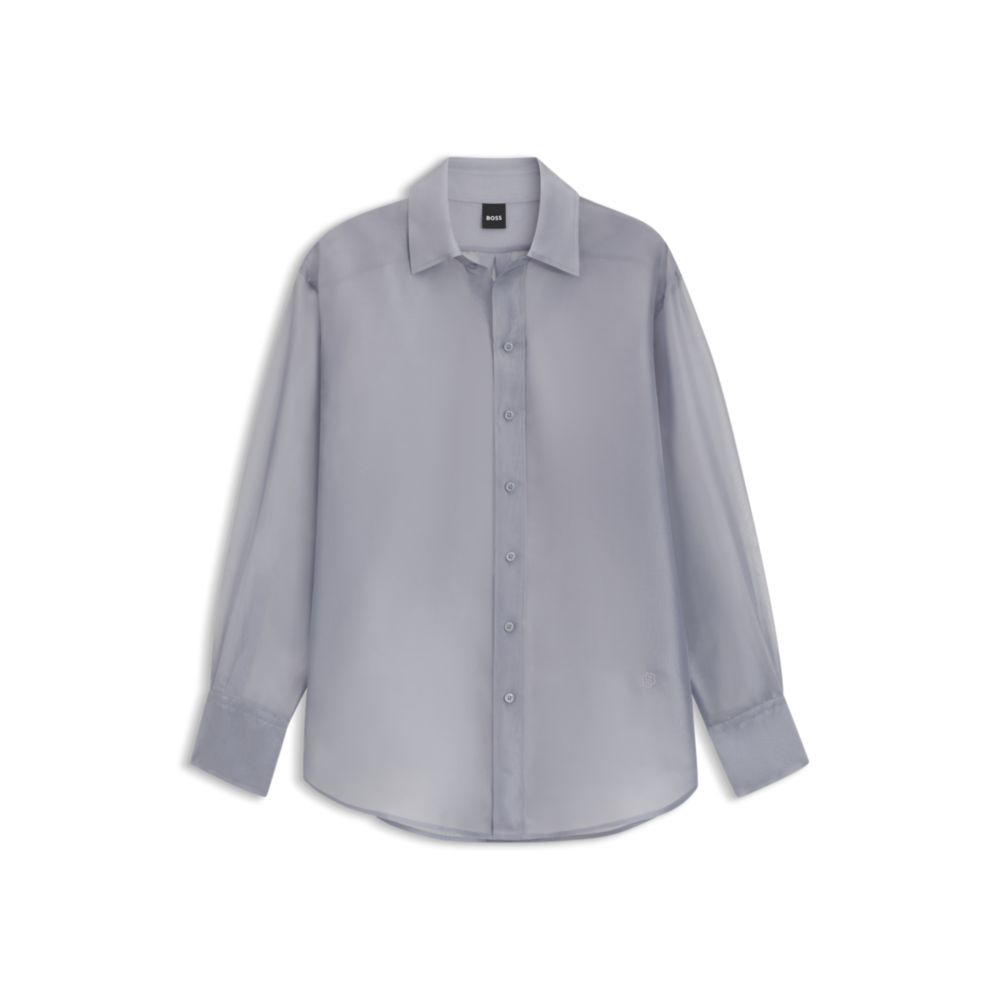 

Длинный блузка из шелкового органза BOSS, светло-серый