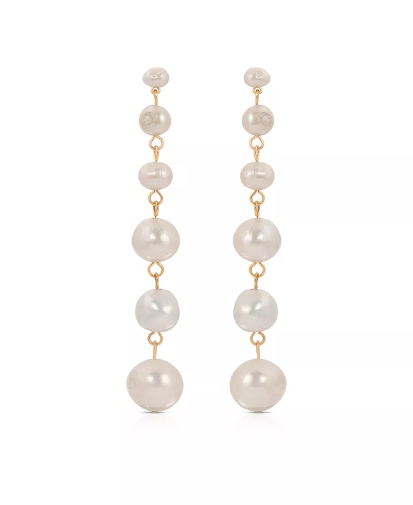 

Линейные серьги из искусственного жемчуга пресноводного происхождения Ettika, gold