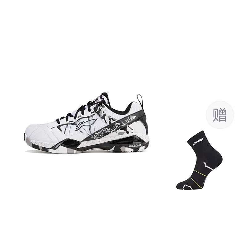 Кроссовки для бадминтона Li-Ning Abсорбирующие, низкие, унисекс, бело-черные