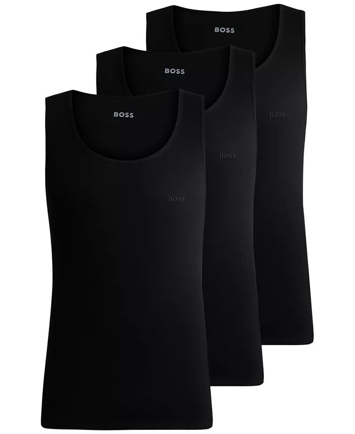 

Мужские 3 пары. Классические ребристые топы Hugo Boss, черный
