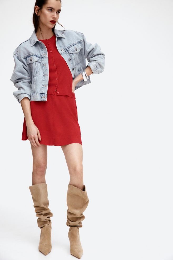 

Кардиган тонкой вязки с короткими рукавами H&M, красный