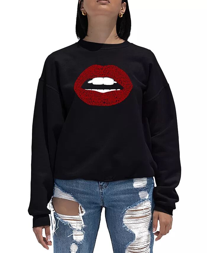 

Женская толстовка Word Art Crewneck Fabulous Lips LA Pop Art, черный