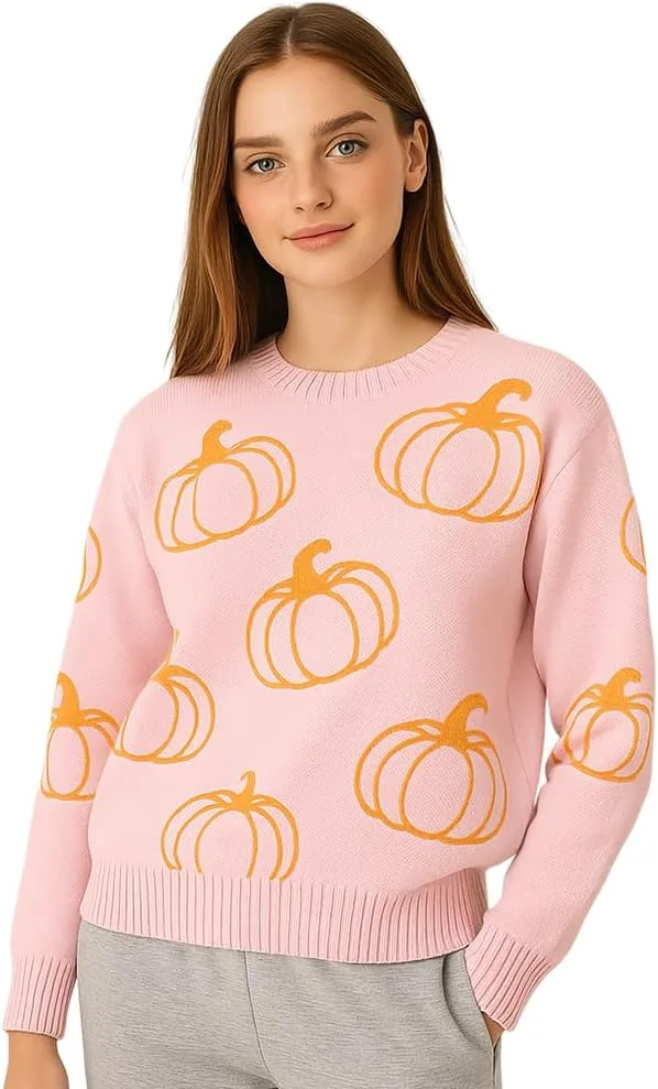 

Свитер Unisex с тыквами, уютный осенний вязаный Grewear