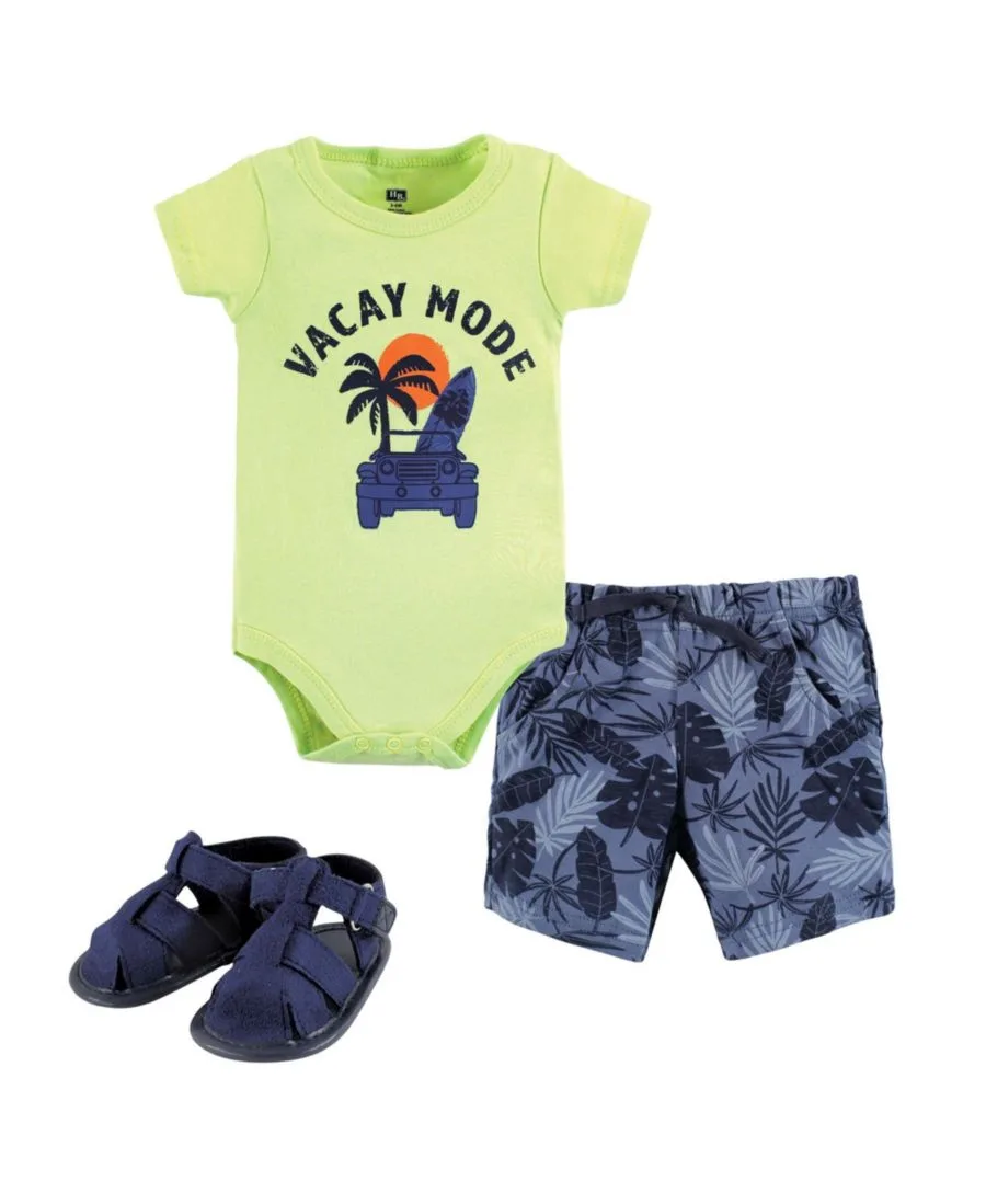 Хлопковый боди, шорты и комплект обуви Hudson Baby, Vacay Mode