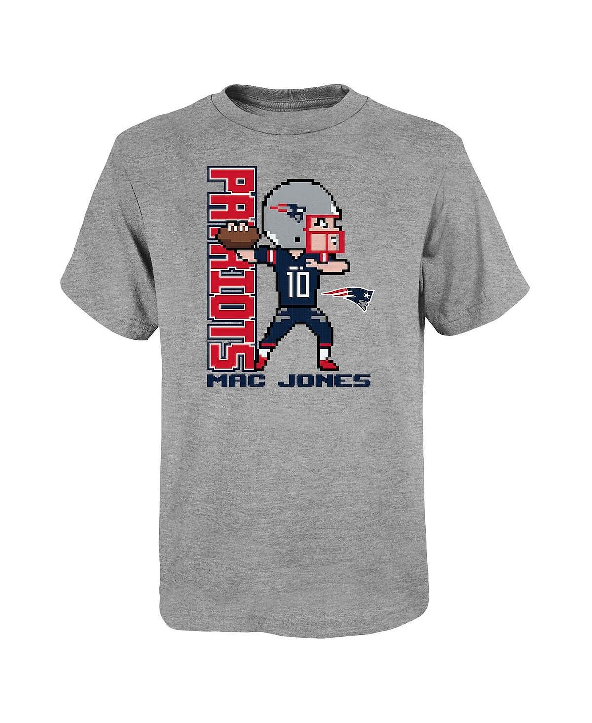 

Серая футболка Big Boys Mac Jones Heathered New England Patriots Pixel Player 2.0 Outerstuff, Серый, Серая футболка Big Boys Mac Jones Heathered New England Patriots Pixel Player 2.0 Outerstuff