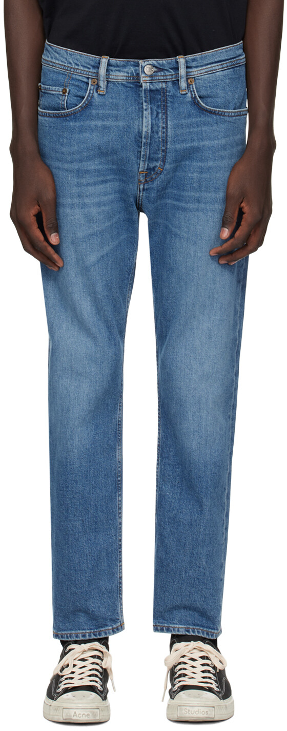 

Синие зауженные джинсы Acne Studios, цвет Mid blue