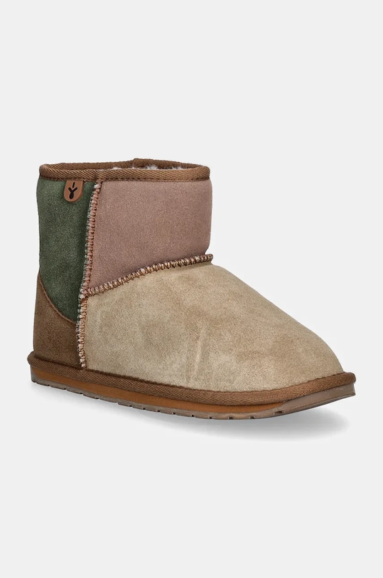 

Детские замшевые снегозащитные сапожки Wallaby Mini Patchwork Emu Australia, бежевый